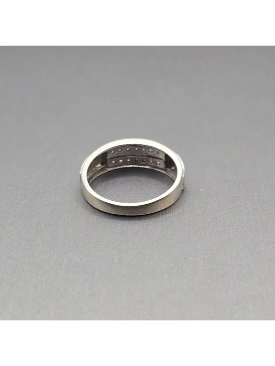 10k White Gold Natural Diamond Channel Set Band Ring Size 10.25 Signed NDI 4.05g - Picture 3 of 16